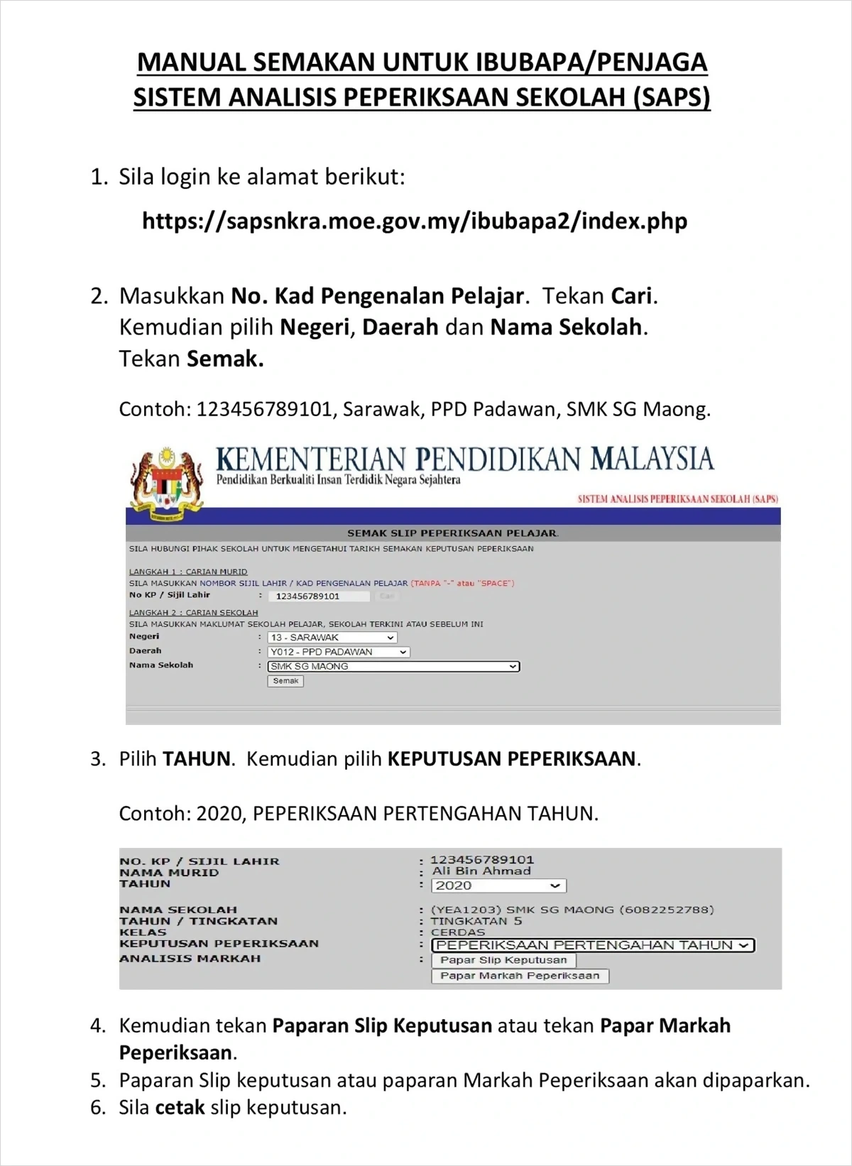 cara semakan saps